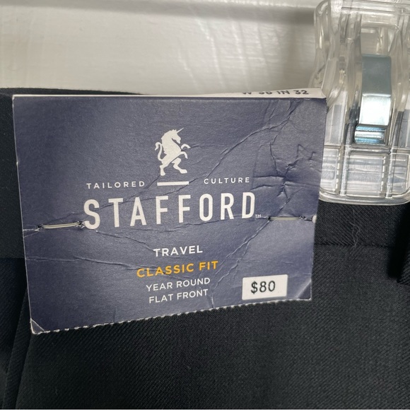 Stafford Black Travel Classic Fit Year Round Flat Front Wool Blend Pants… - Picture 5 of 7